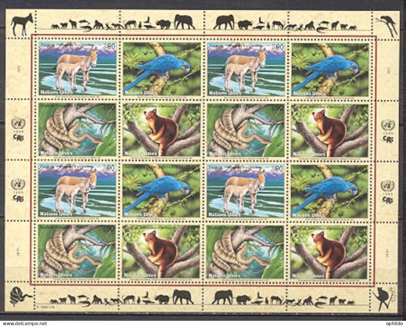 Nations Unies  Genève   389/393  En Feuillet   * *   TB   Faune    - Unused Stamps
