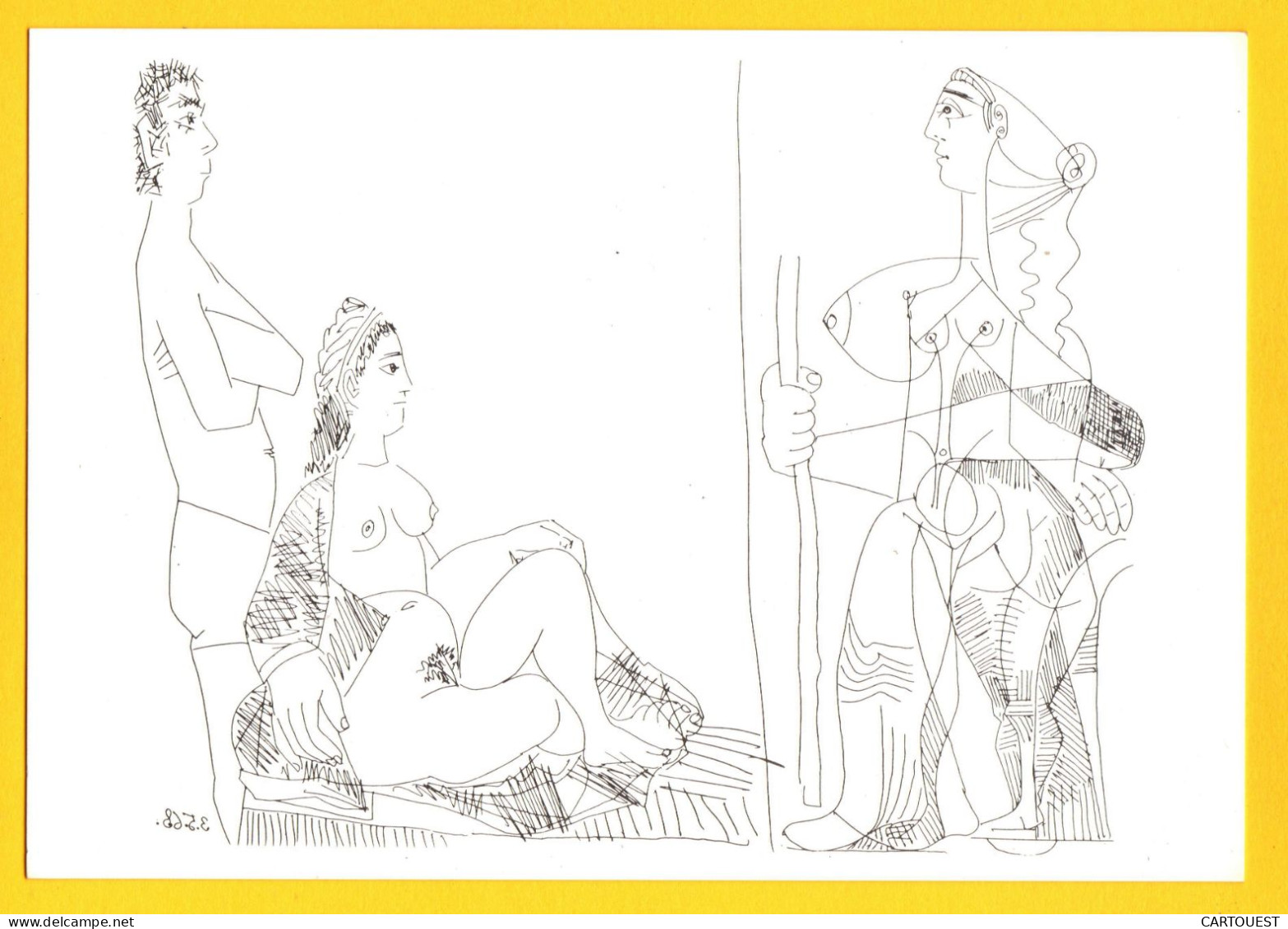 PABLO PICASSO Série 347 Eau Forte - Couple Nu Admirant Femme Nu - 1968 - Picasso