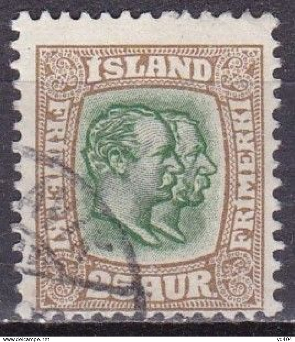 IS008D – ISLANDE – ICELAND – 1907/08 – KINGS CHRISTIAN IX & FREDERIK VII - SG # 90 USED 13 € - Usados