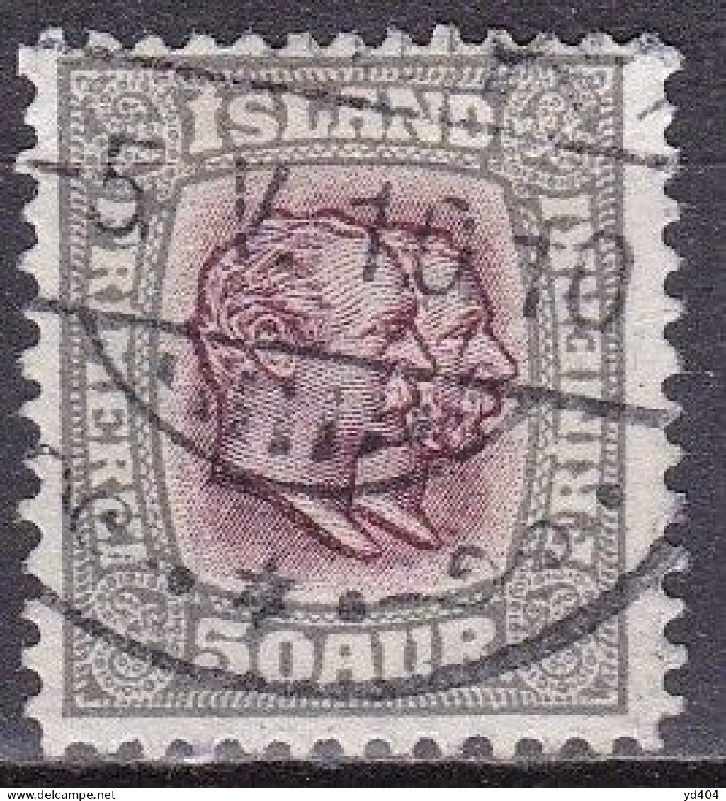 IS008E – ISLANDE – ICELAND – 1907/08 – KINGS CHRISTIAN IX & FREDERIK VII - SG # 92 USED 15 € - Oblitérés