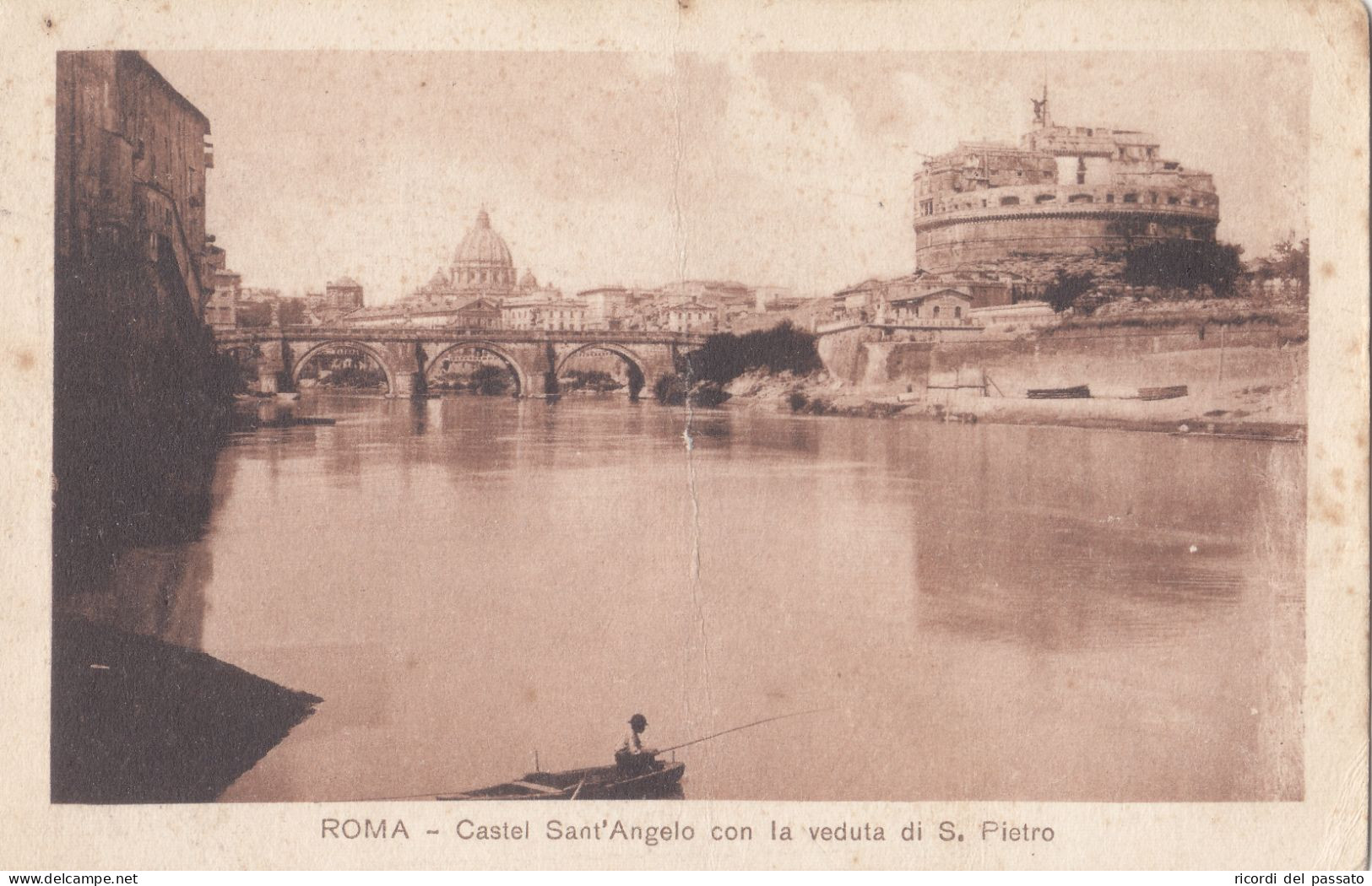 Cartolina Roma - Castel S.angelo Con La Veduta Di S.pietro - Castel Sant'Angelo