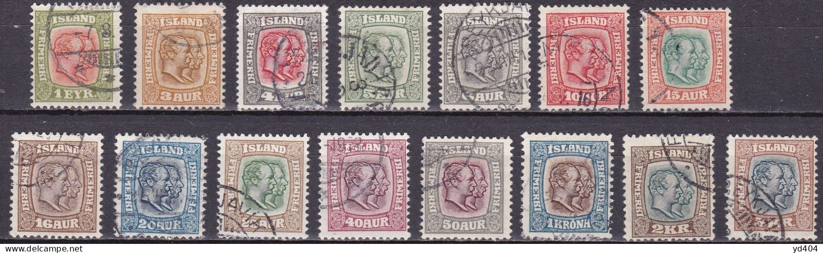 IS009 – ISLANDE – ICELAND – 1907/08 – KINGS CHRISTIAN IX & FREDERIK VII - SG # 81/95 USED 640 € - Usados