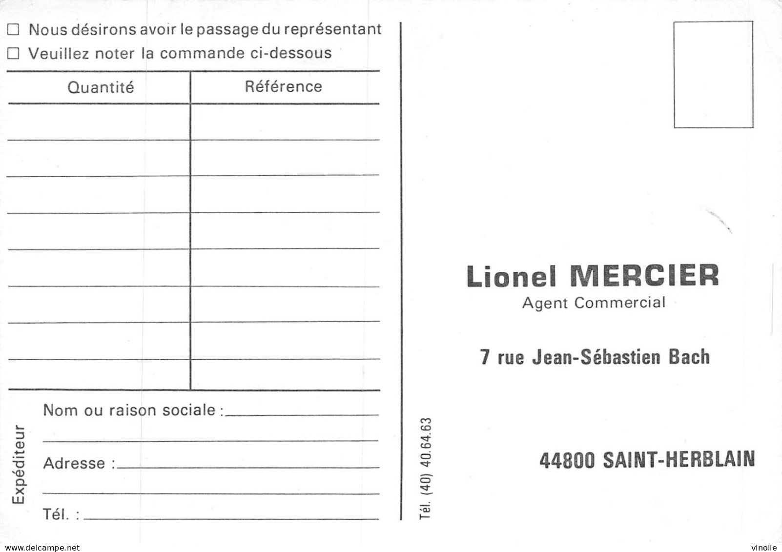 JK-23-6015 : SAINT-HERBLAIN. CARTE COMMERCIALE  LIONEL MERCIER - Saint Herblain