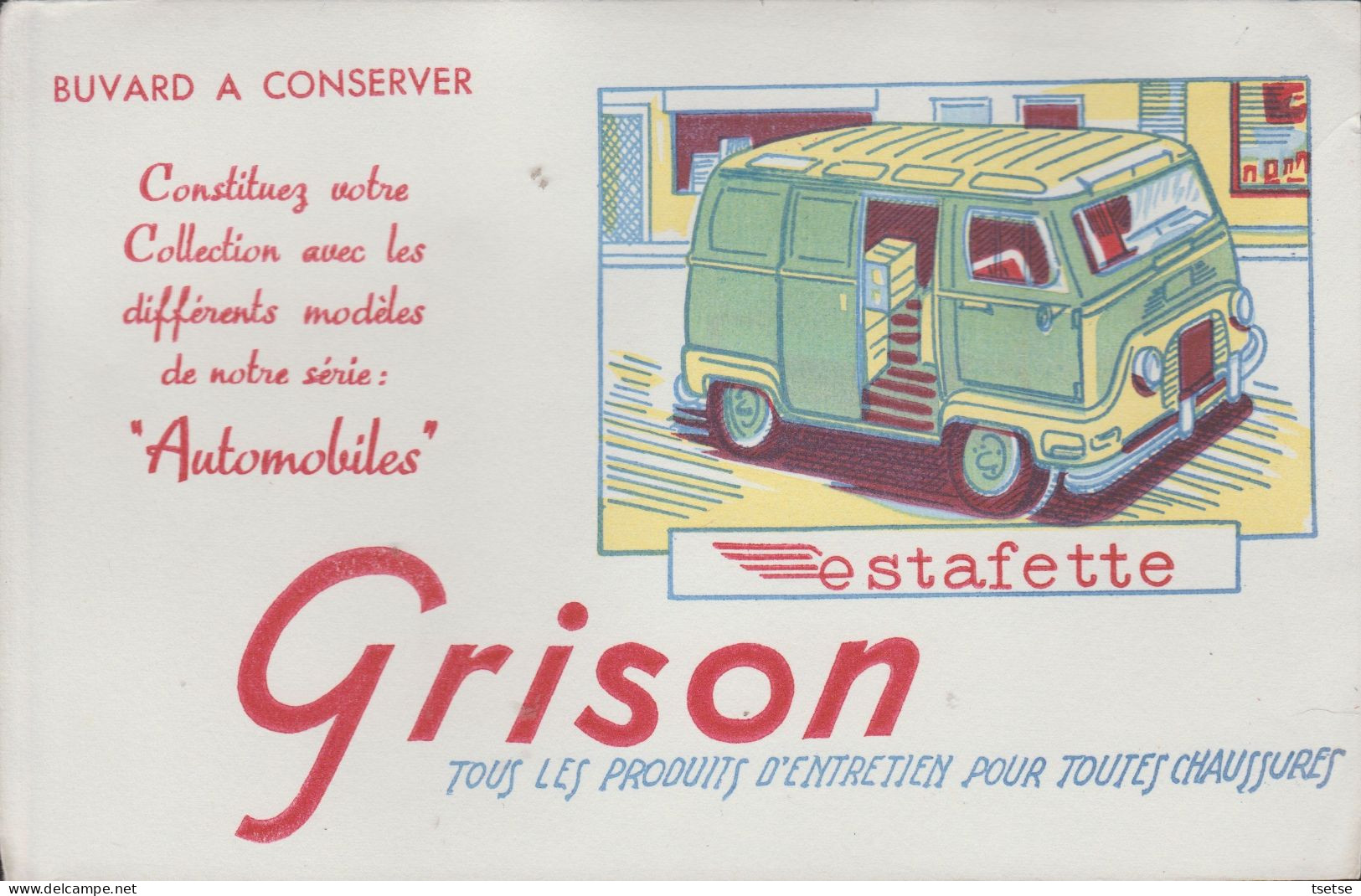 Joli Buvard Pour La Marque De Cirage Grison ... Automobiles Françaises / Estafette Renault ( Voir Verso ) - Schuhe