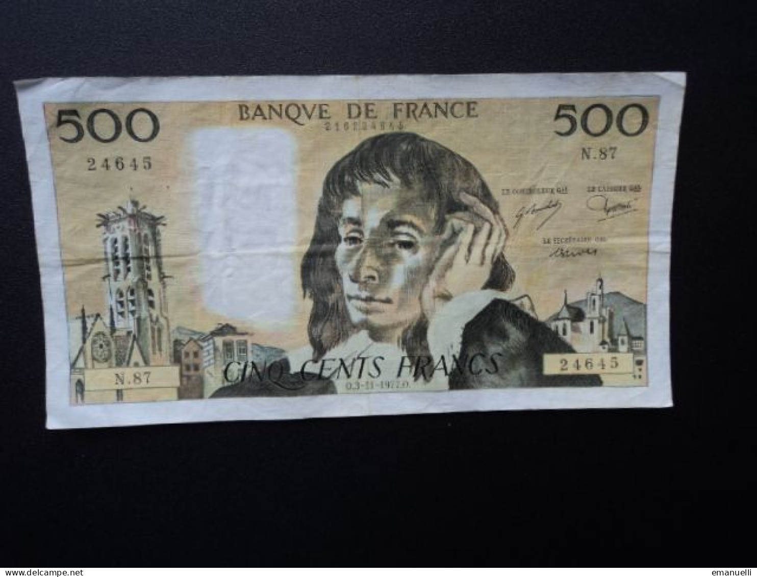 FRANCE : 500 FRANCS  3-11-1977   FAYETTE 71 / PICK 156d     TTB  * - 500 F 1968-1993 ''Pascal''