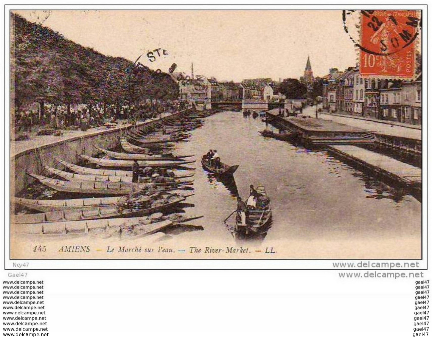 Cpa   (   Dep 80  )   à   AMIENS   "  Le Marché Sur L'eau "  1907 - Mercati