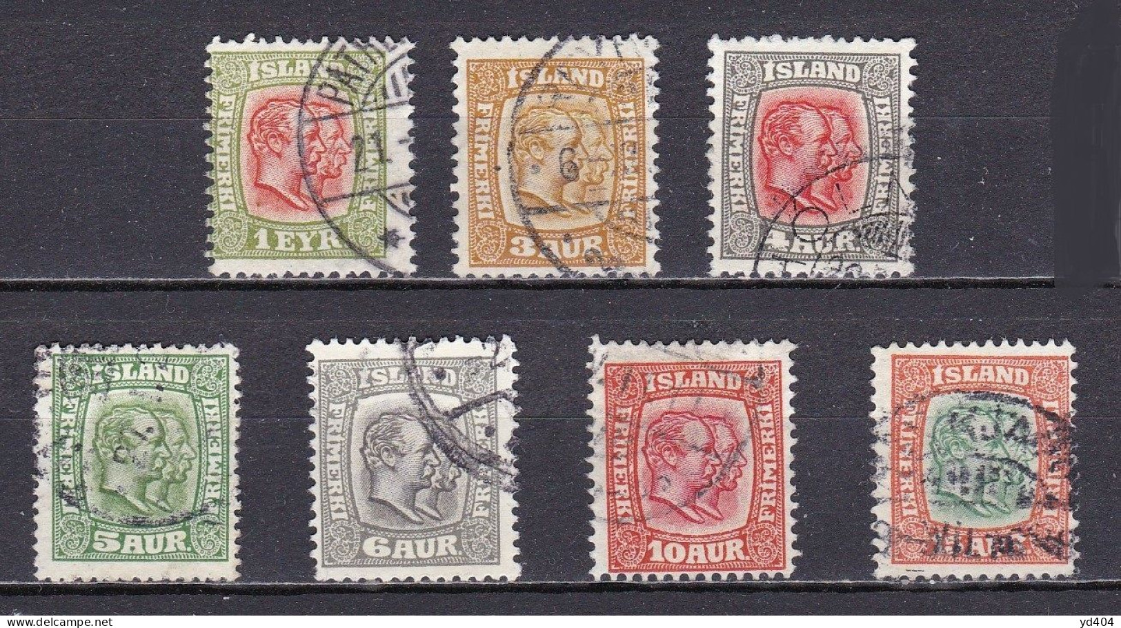 IS010 – ISLANDE – ICELAND – 1907-08 – KINGS CHRISTIAN IX & FREDERIK VII – SC # 71/7 USED 13 € - Usados