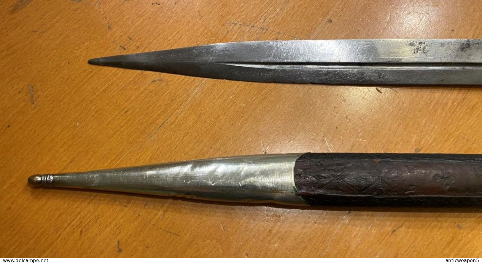 Dagger. Caucasus. Approximately M1880 (H313) The scabbard is silver and embossed leather.