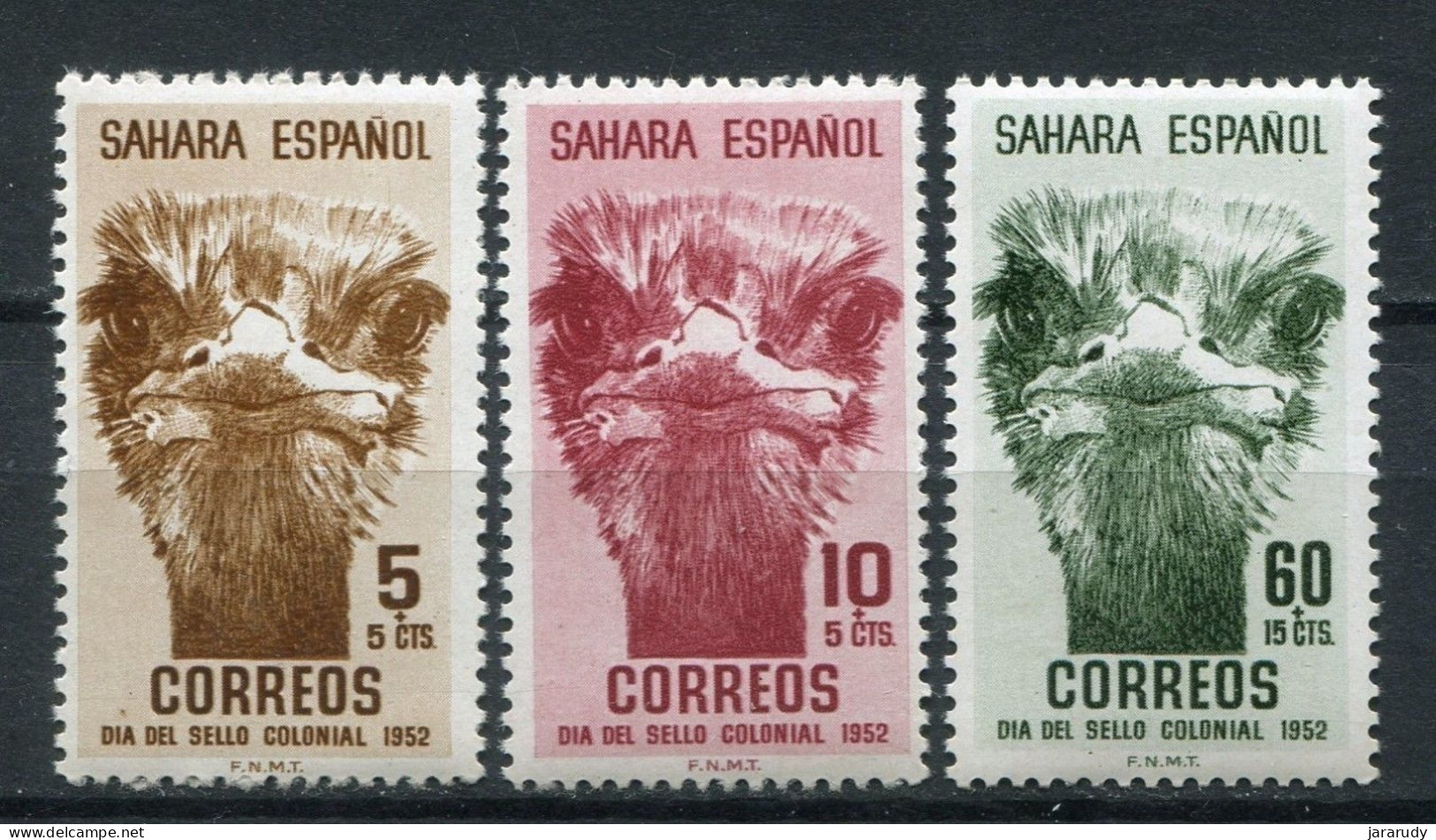 SAHARA ESPAÑOL FAUNA DÍA DEL SELLO 1952 Yv 85/7 MNH - Spanische Sahara