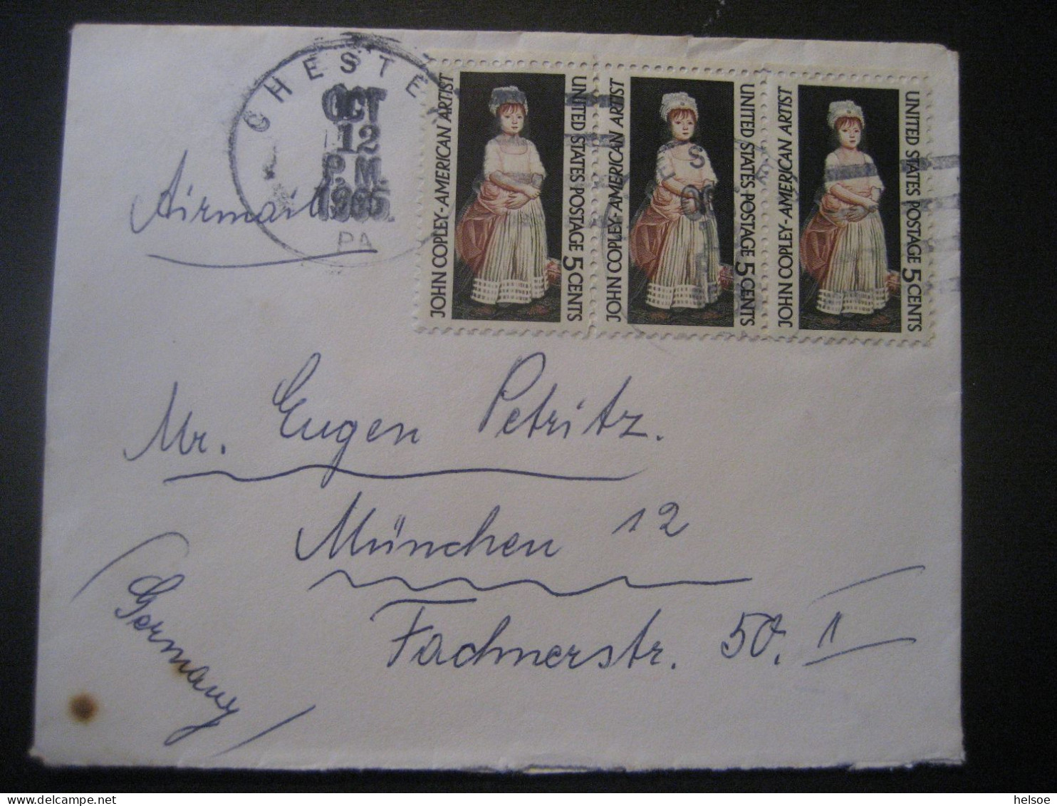 Vereinigte Staaten- Bedarfsbrief Gelaufen 1966 Von Chester Nach München - Storia Postale