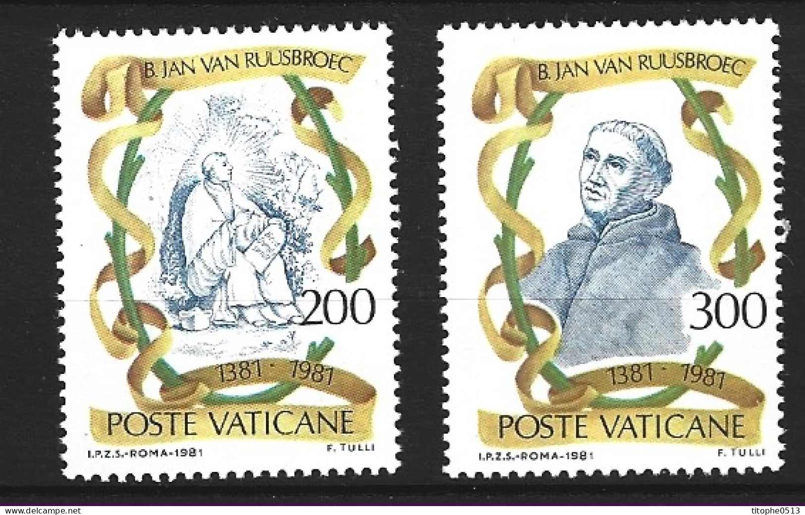 VATICAN. N°713-4 De 1981. Bienheureux Jan Van Ruusbroec. - Cristianismo