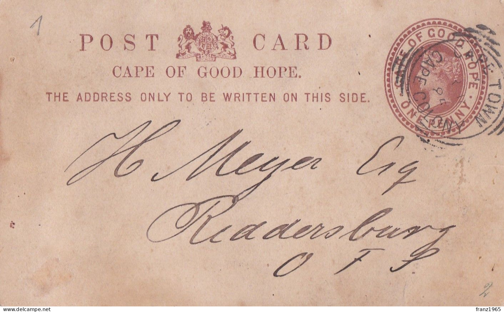 Post Card - 1885 - Cape Of Good Hope (1853-1904)