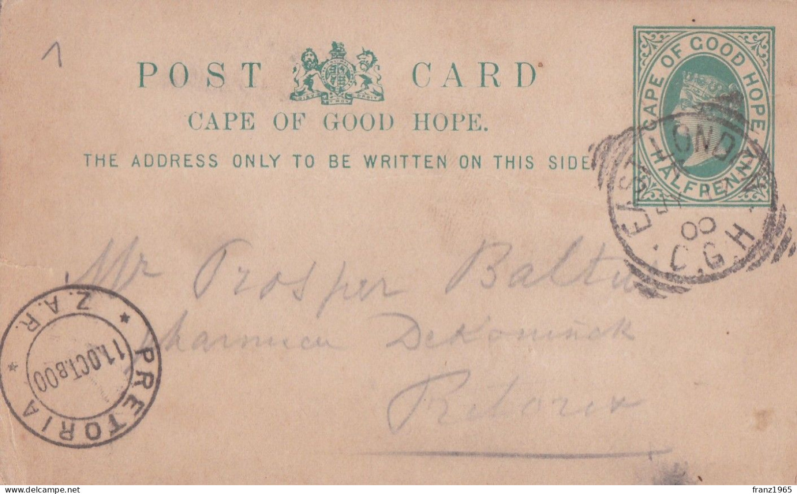 Post Card - 1900 - Cape Of Good Hope (1853-1904)