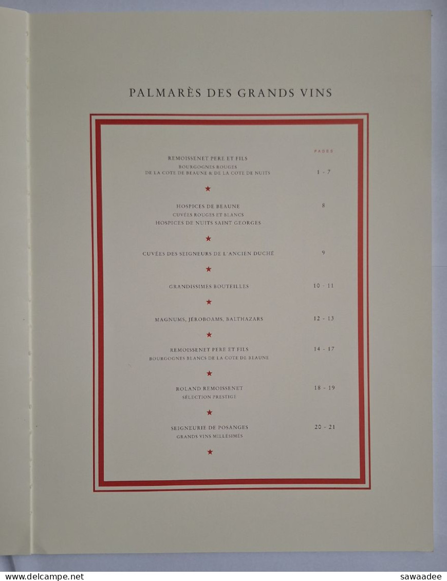 OENOLOGIE - CATALOGUE - MAISON REMOISSENET - NEGOCIANT EN VINS - 1992 - GRANDS BOURGOGNES DE PRESTIGE - Wine