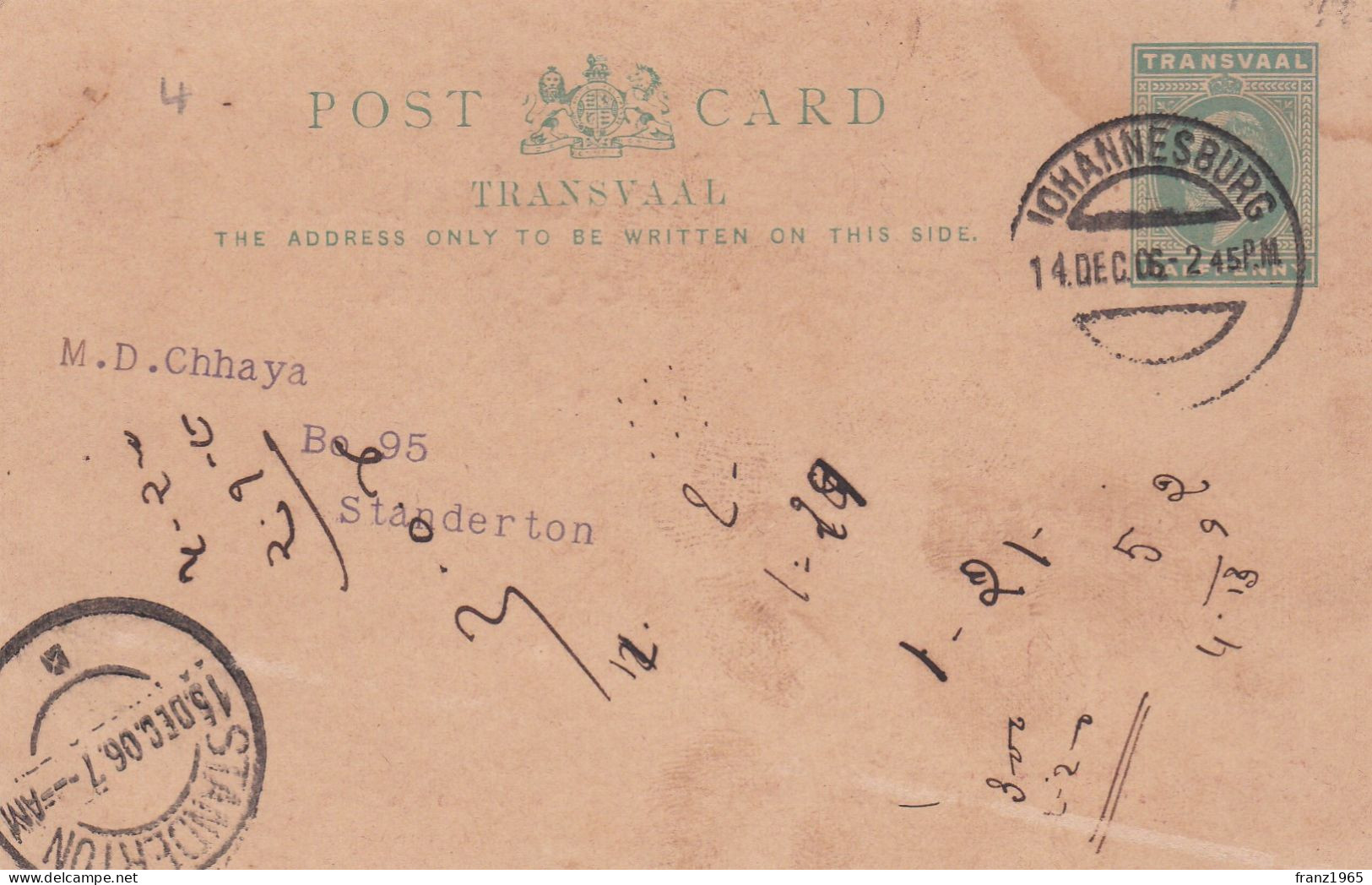 Post Card - 1906 - Transvaal (1870-1909)