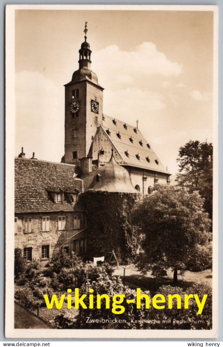 Zweibrücken In Der Pfalz - S/w Karlskirche Mit Redwitzturm - Zweibruecken