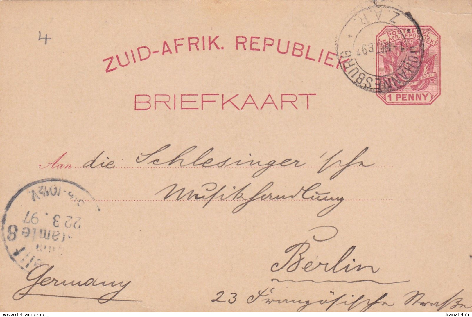 Brief Kaart - 1897 - Neue Republik (1886-1887)