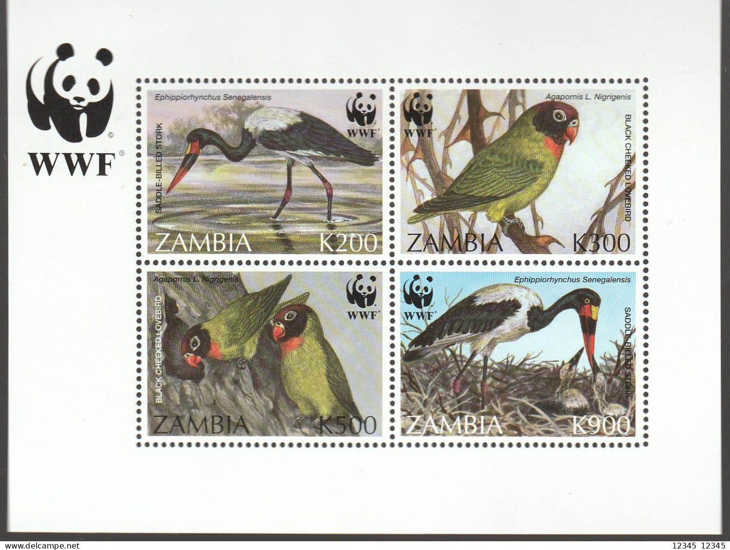 Zambia 1996, Postfris MNH, WWF, Birds - Zambie (1965-...)