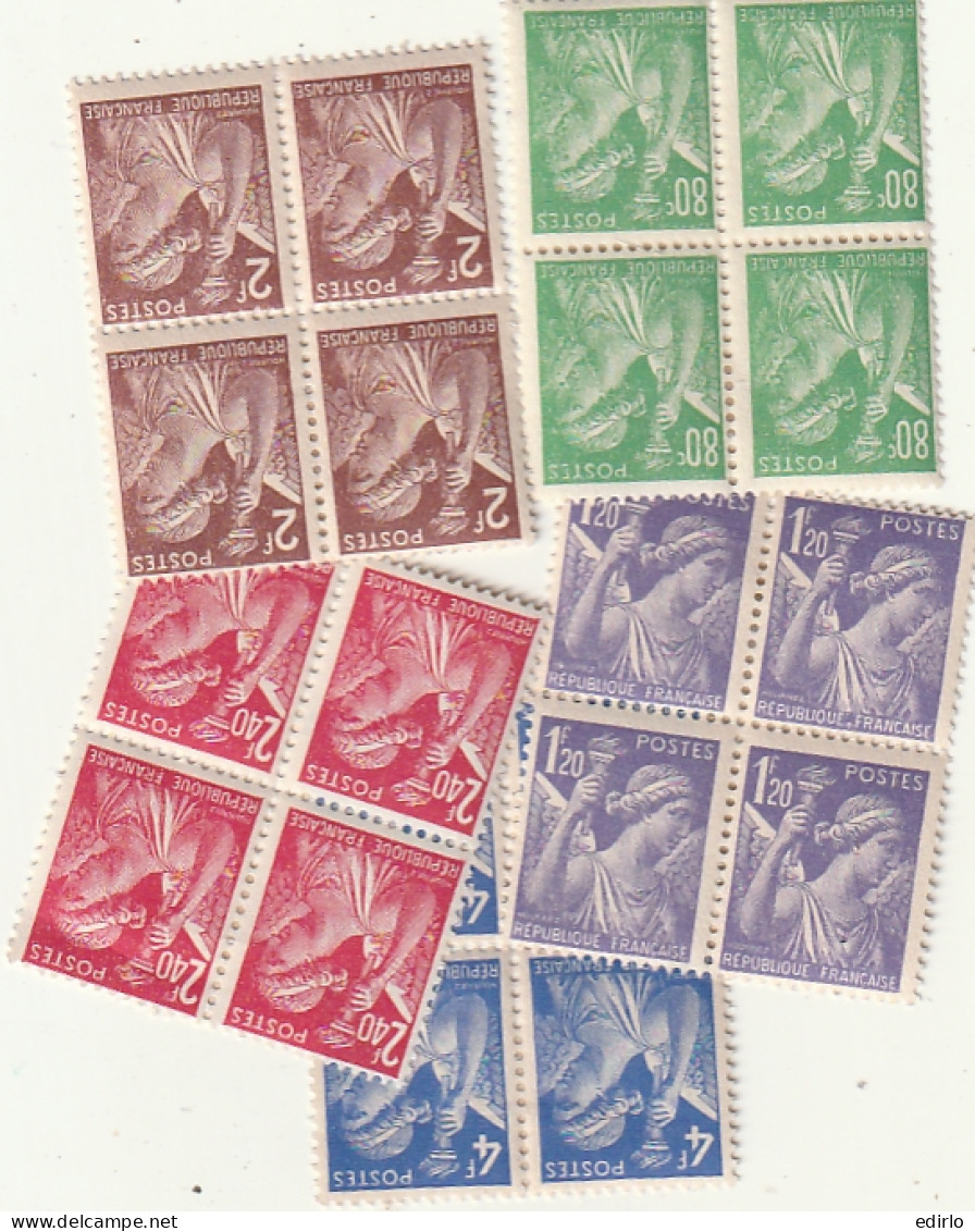 ///   FRANCE ///     Ensemble De Blocs De 4  Marianne De IRIS  Timbres * Et ** - 1939-44 Iris