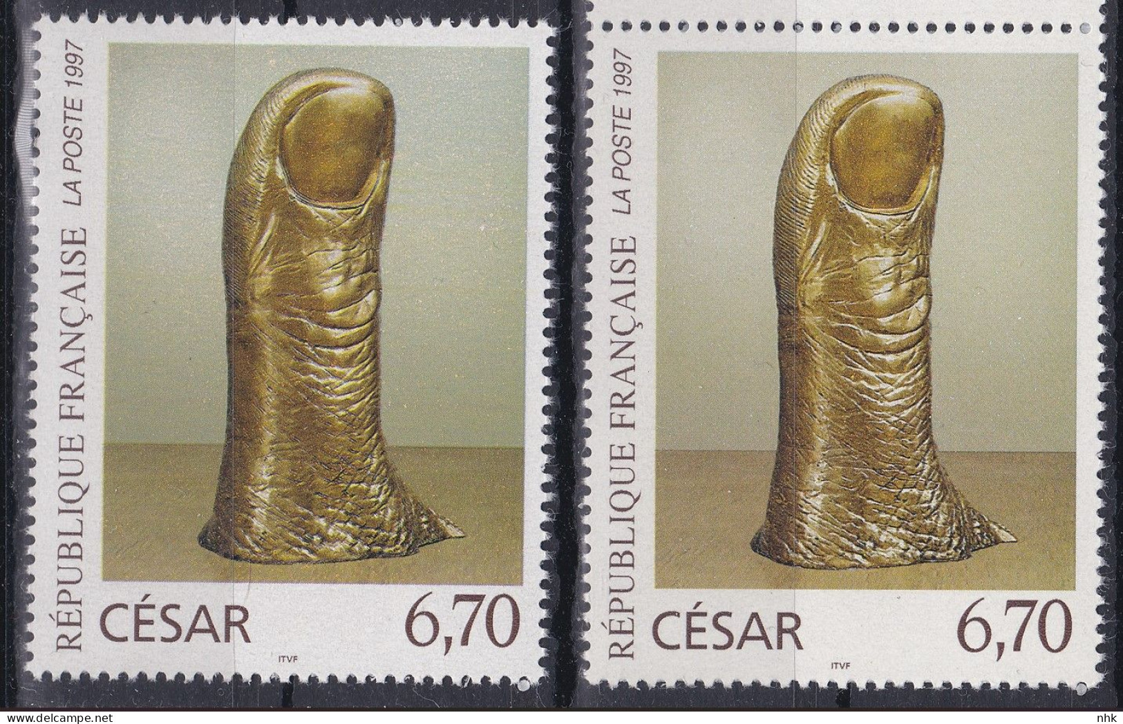 18417 Variété : N° 3404 César Pouce Brun Au Lieu De Brun-jaune + Normal  ** - Unused Stamps