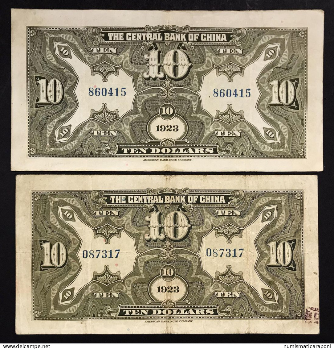 CINA  The Central Bank Of China 10 Dollars 1923 X 2 LOTTO 004 - China