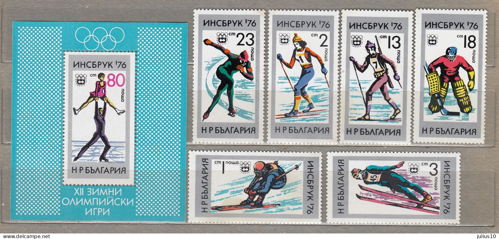 BULGARIA 1976 Winter Olympic Games CV 7.0 EUR MNH Michel 2463-2468, Bl 61 #Sport148 - Inverno1976: Innsbruck