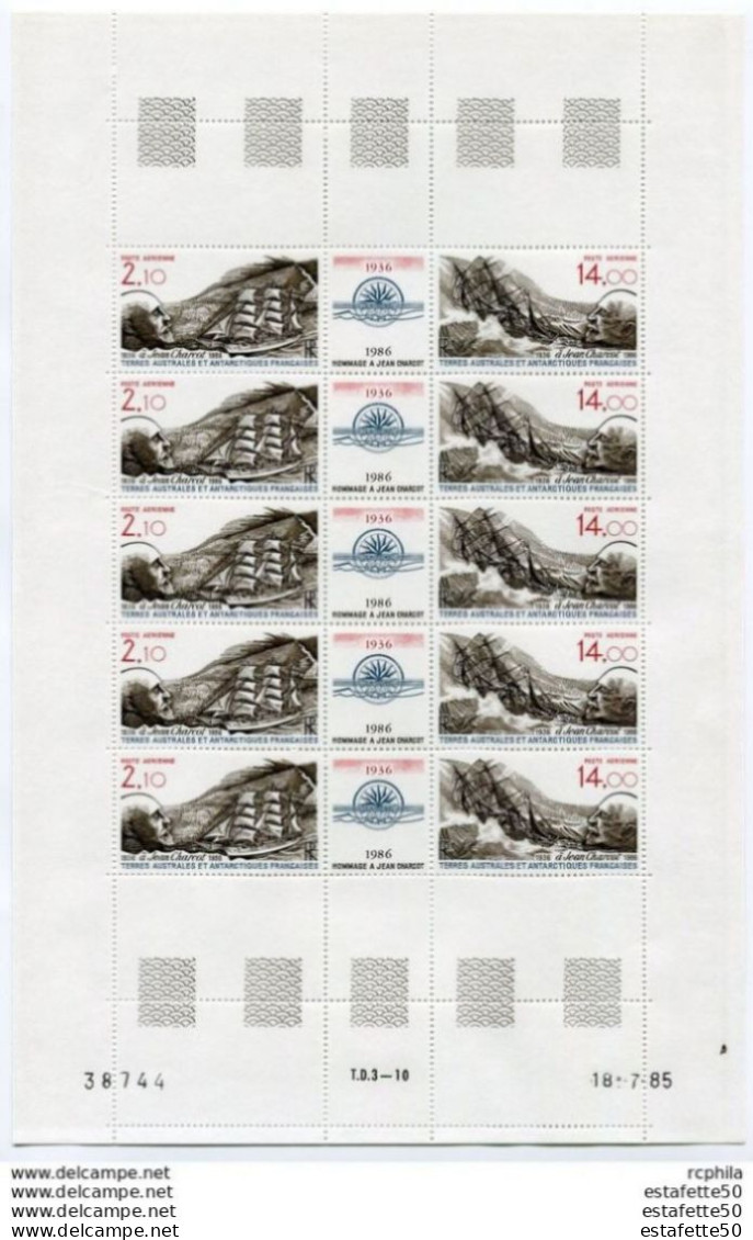 TAAF;1985/1986;  Feuille Complète;TP PA N° 94A " Hommage à Jean Charcot " ;NEUFS**;MNH - Collections, Lots & Séries