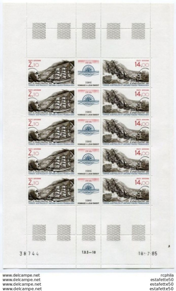 TAAF;1985/1986;  Feuille Complète;TP PA N° 94A " Hommage à Jean Charcot " ;NEUFS**;MNH - Lots & Serien