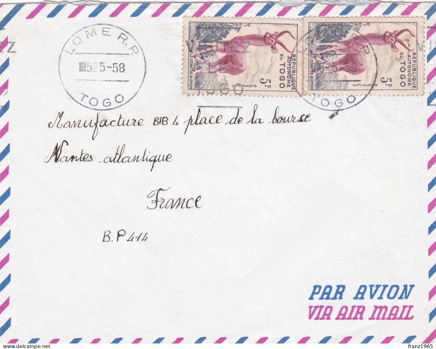 From Togo To France - 1958 - Covers & Documents