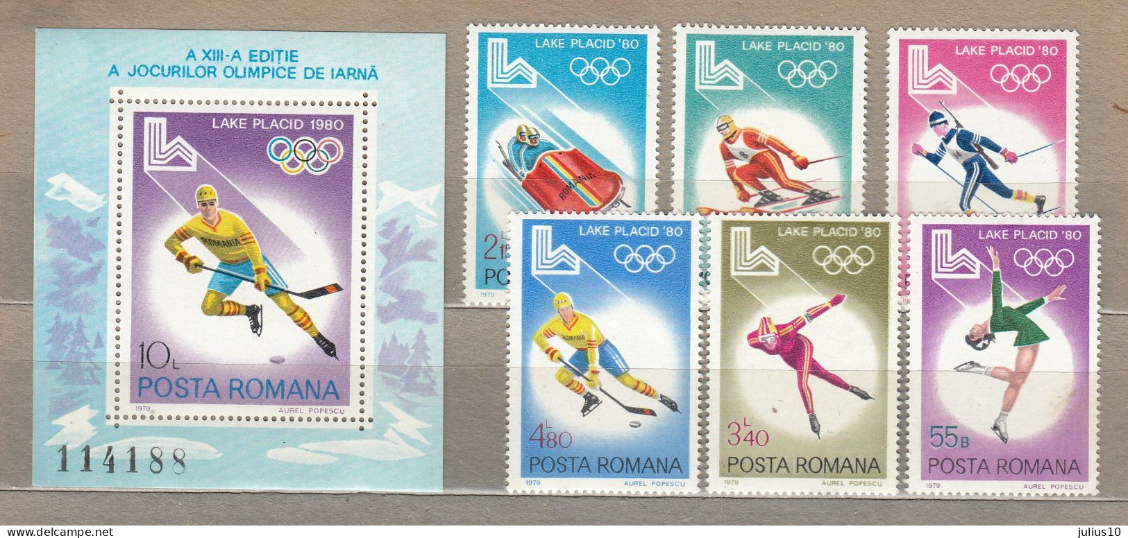 ROMANIA 1980 Winter Olympic Games MNH Michel 3666-3671, Bl 164 #Sport149 - Hiver 1980: Lake Placid