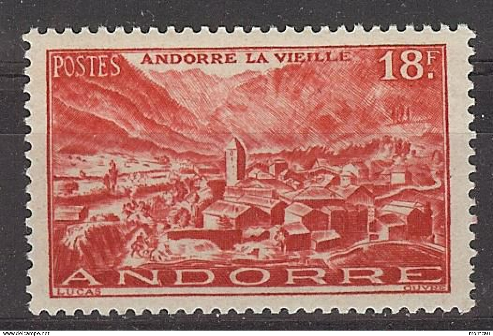 Andorra Fran. 1948 Paisajes 18 F Ed:137 (*) - Neufs