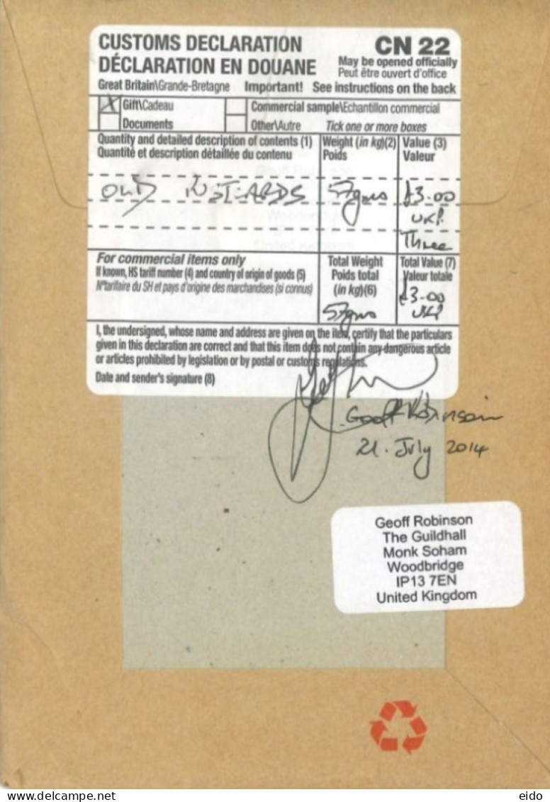 GREAT BRITAIN. - 2014, REGISTERED STAMPS COVER TO DUBAI. - Cartas & Documentos