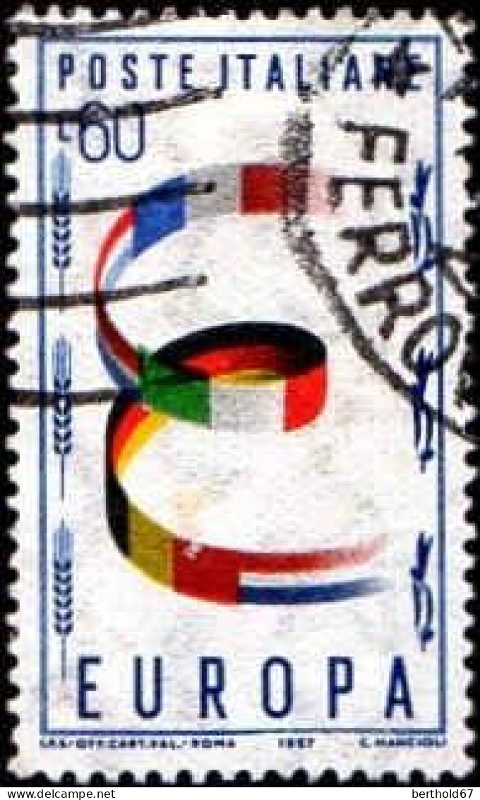Italie Poste Obl Yv: 745 Mi:993 Europa Drapeaux (Beau Cachet Rond) - 1957