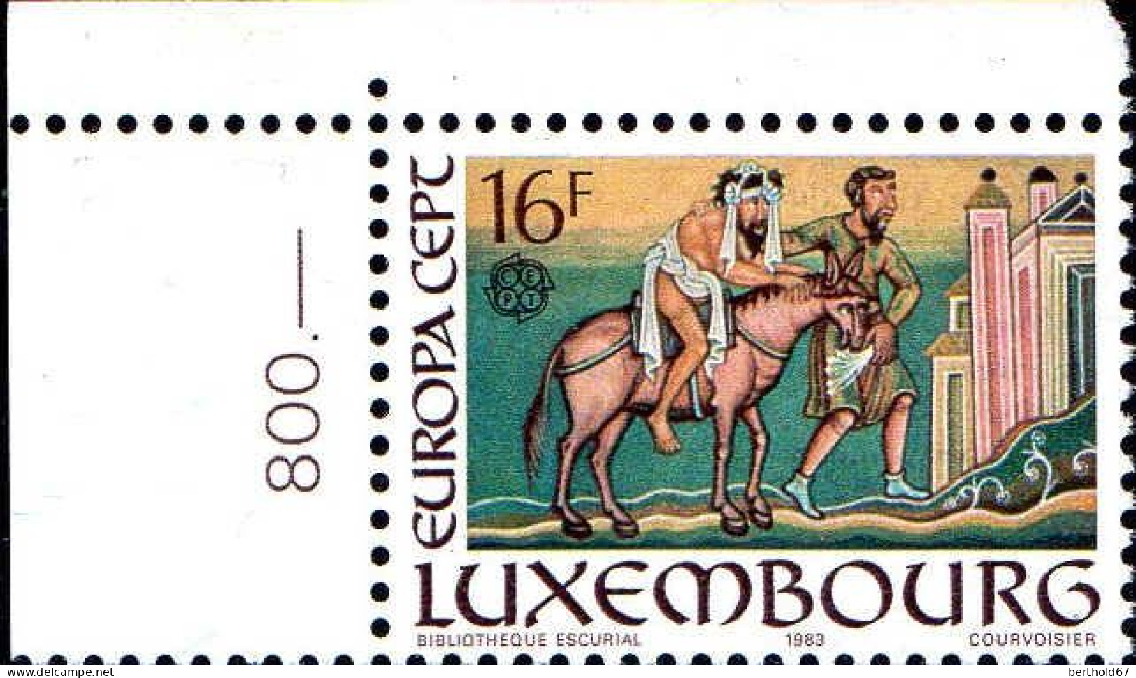 Luxembourg Poste N** Yv:1025 Mi:1075 Europa Cept Bibliothèque Escurial Coin D.feuille - 1983