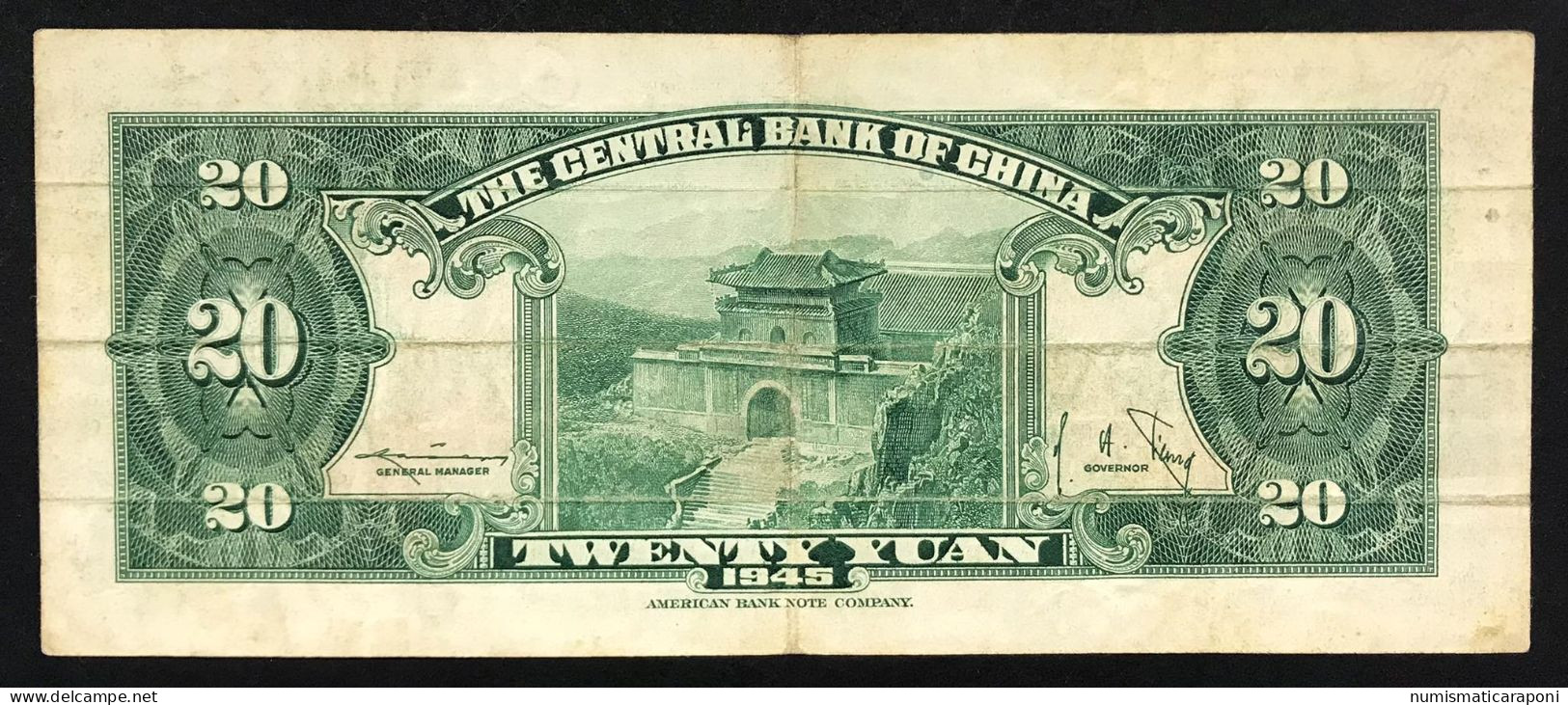 CHINA CINA The Central Bank Of China 20 Yuan 1945 ( 1948 ) Pick#391 LOTTO 014 - Chine