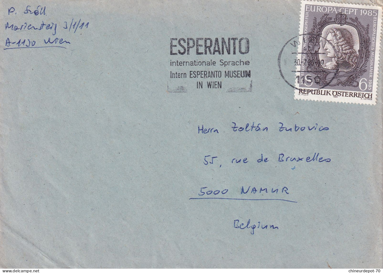 Esperanto Internationale Sprache Museum In Wien Europa Osterreich Namur Belgium - Storia Postale