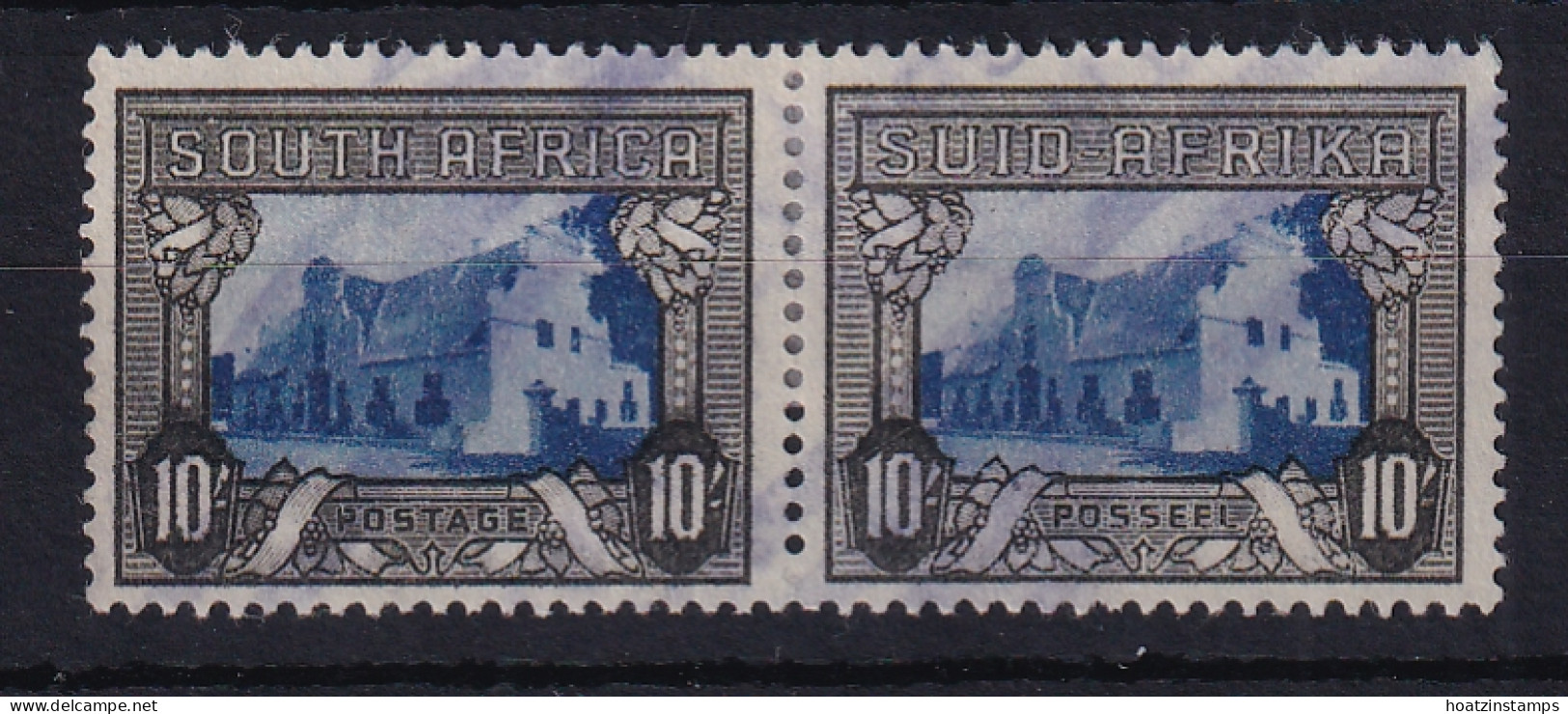 South Africa: 1933/48   Groot Constantia    SG64ca    10/-   Blue & Charcoal    Used Pair - Gebraucht