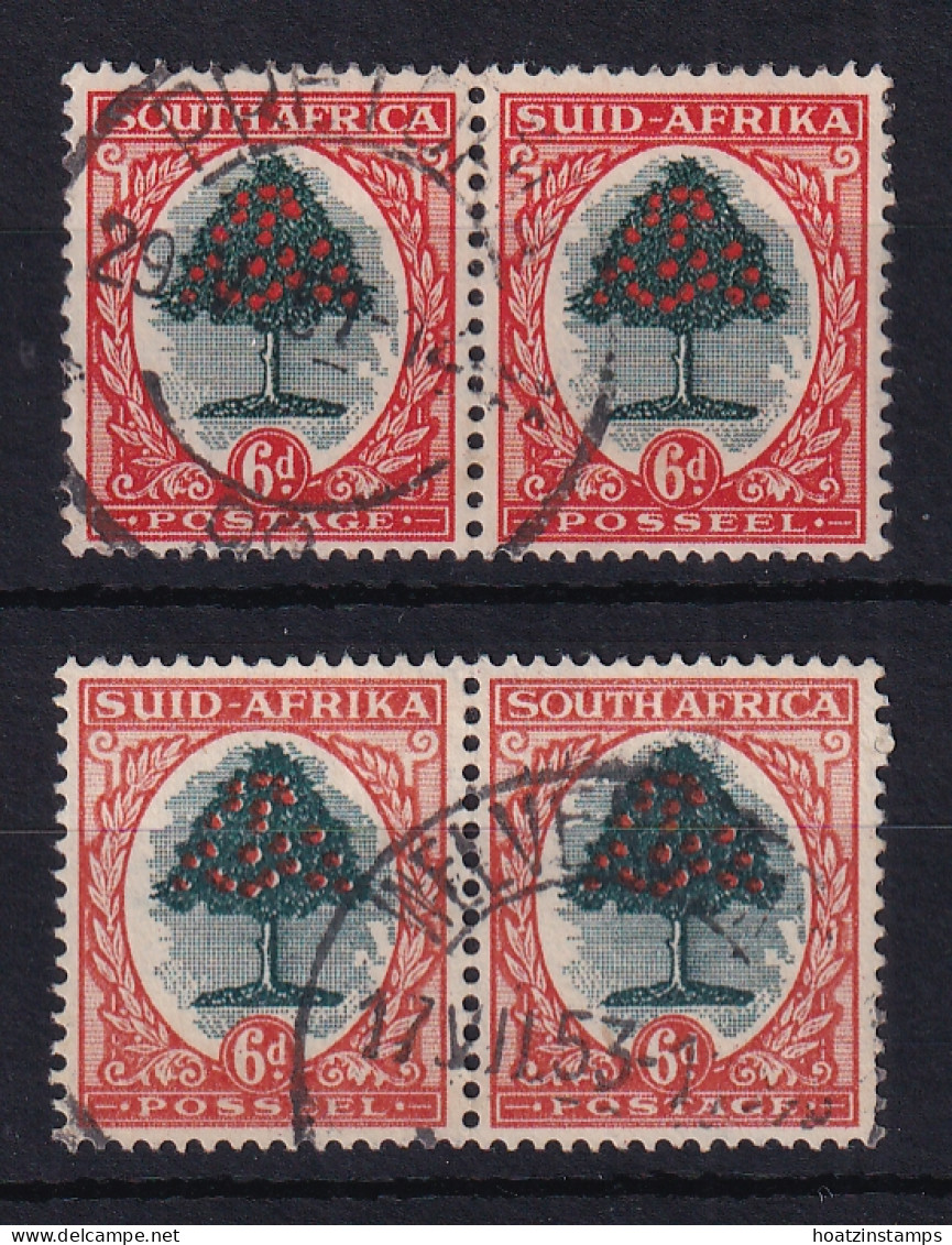 South Africa: 1947/54   Orange Tree    SG119/119a    6d   Red-orange And Brown-orange [Die III]    Used Pair - Used Stamps