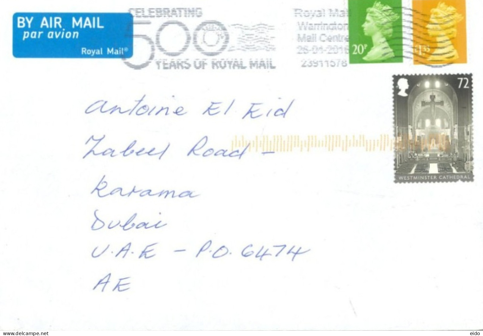 GREAT BRITAIN. - 2016, STAMPS COVER TO DUBAI. - Covers & Documents