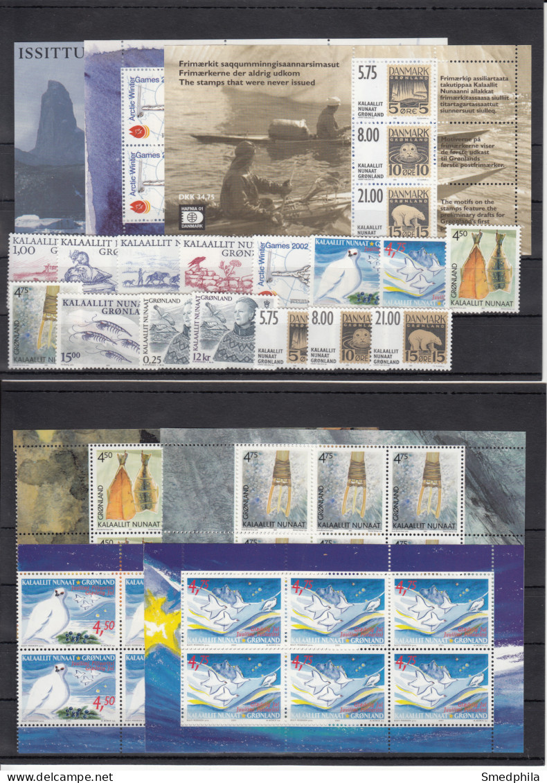 Greenland 2001 - Full Year MNH ** Including Booklet Panes - Annate Complete