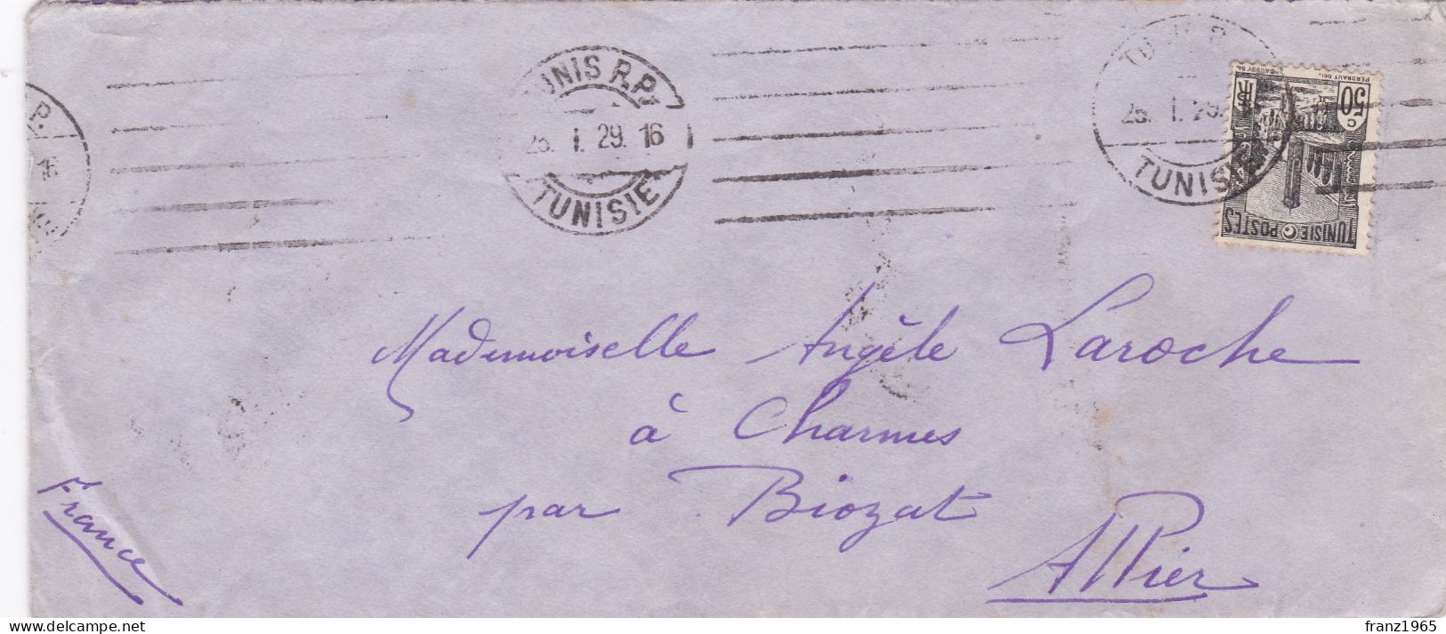 From Tunisia To France - 1929 - Lettres & Documents