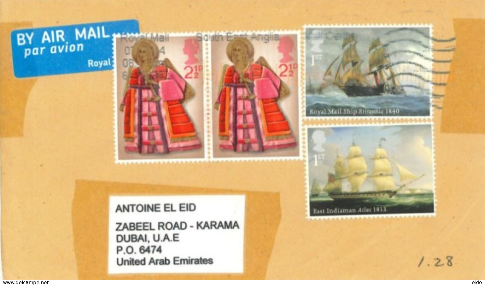 GREAT BRITAIN. - 2014, STAMPS COVER TO DUBAI. - Lettres & Documents
