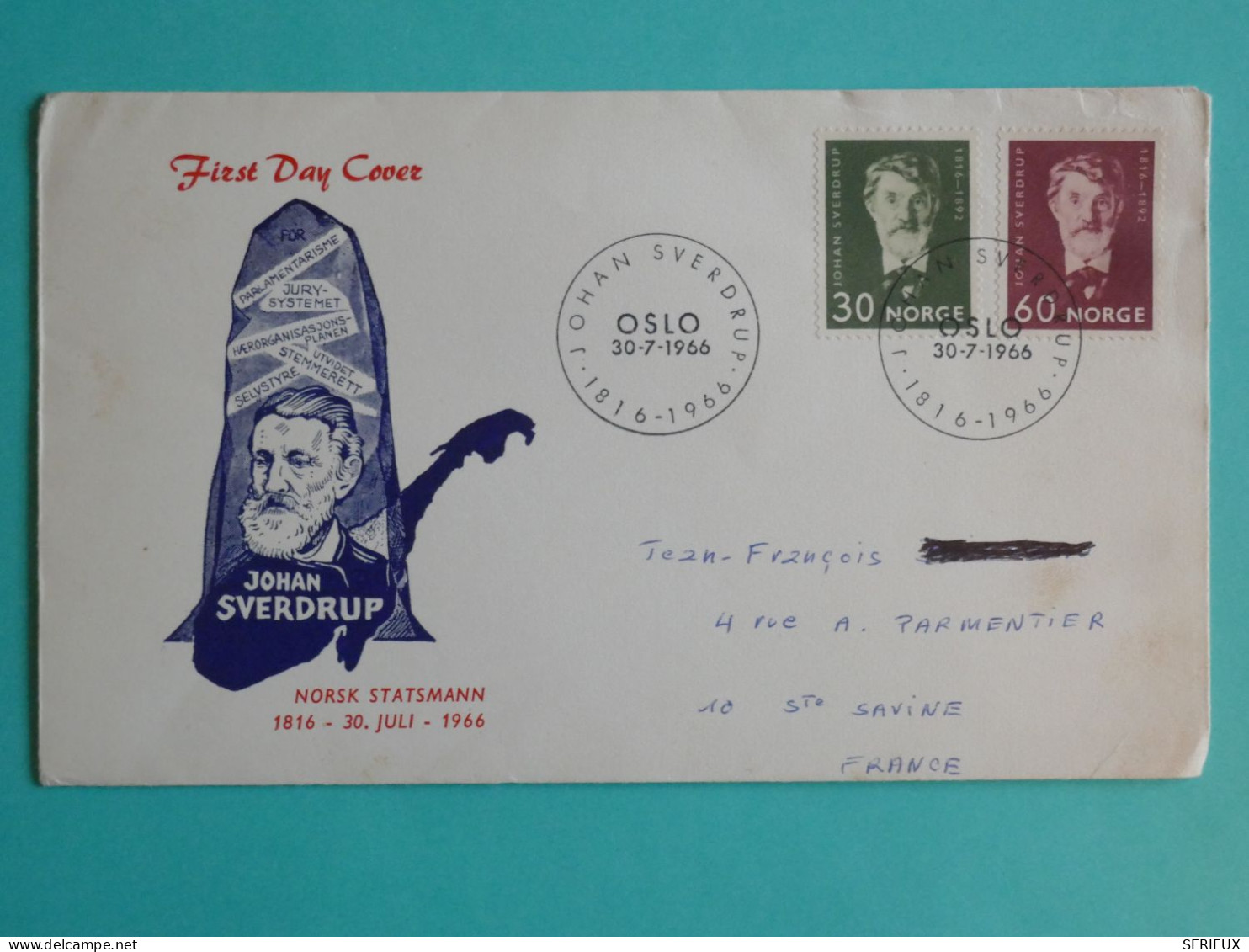 DJ 4  NORGE  BELLE   LETTRE  FDC 1966  A STE SAVINE FRANCE  + AFF.  INTERESSANT+++ - Lettres & Documents