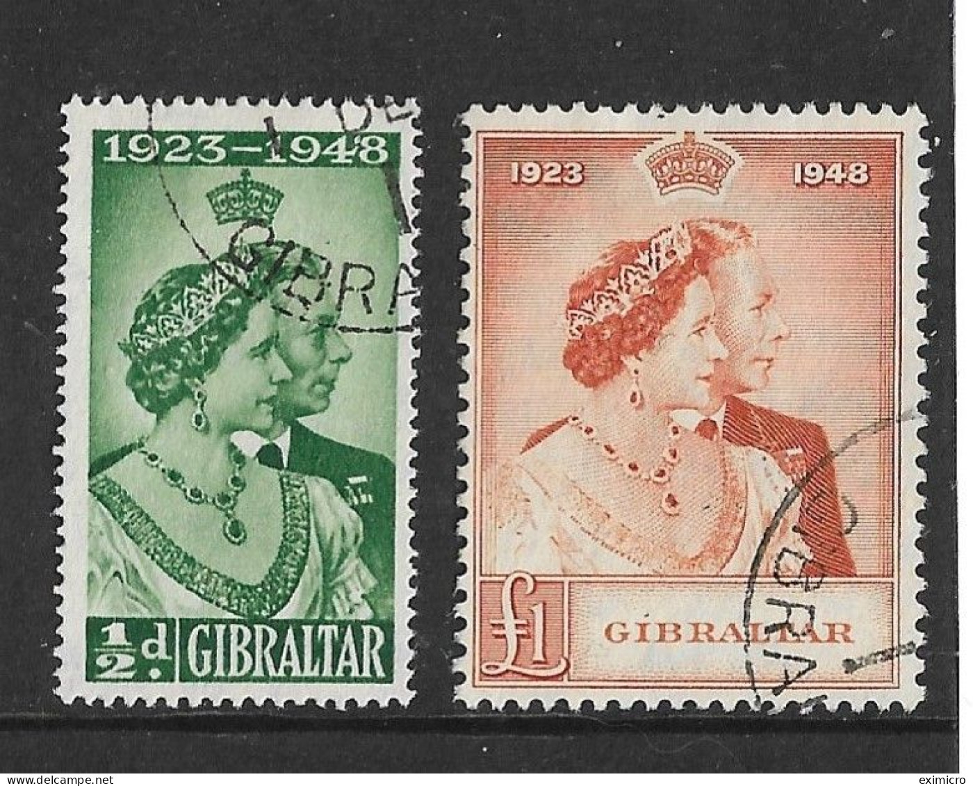 GIBRALTAR 1948 SILVER WEDDING SET FINE USED Cat £83 - Gibraltar
