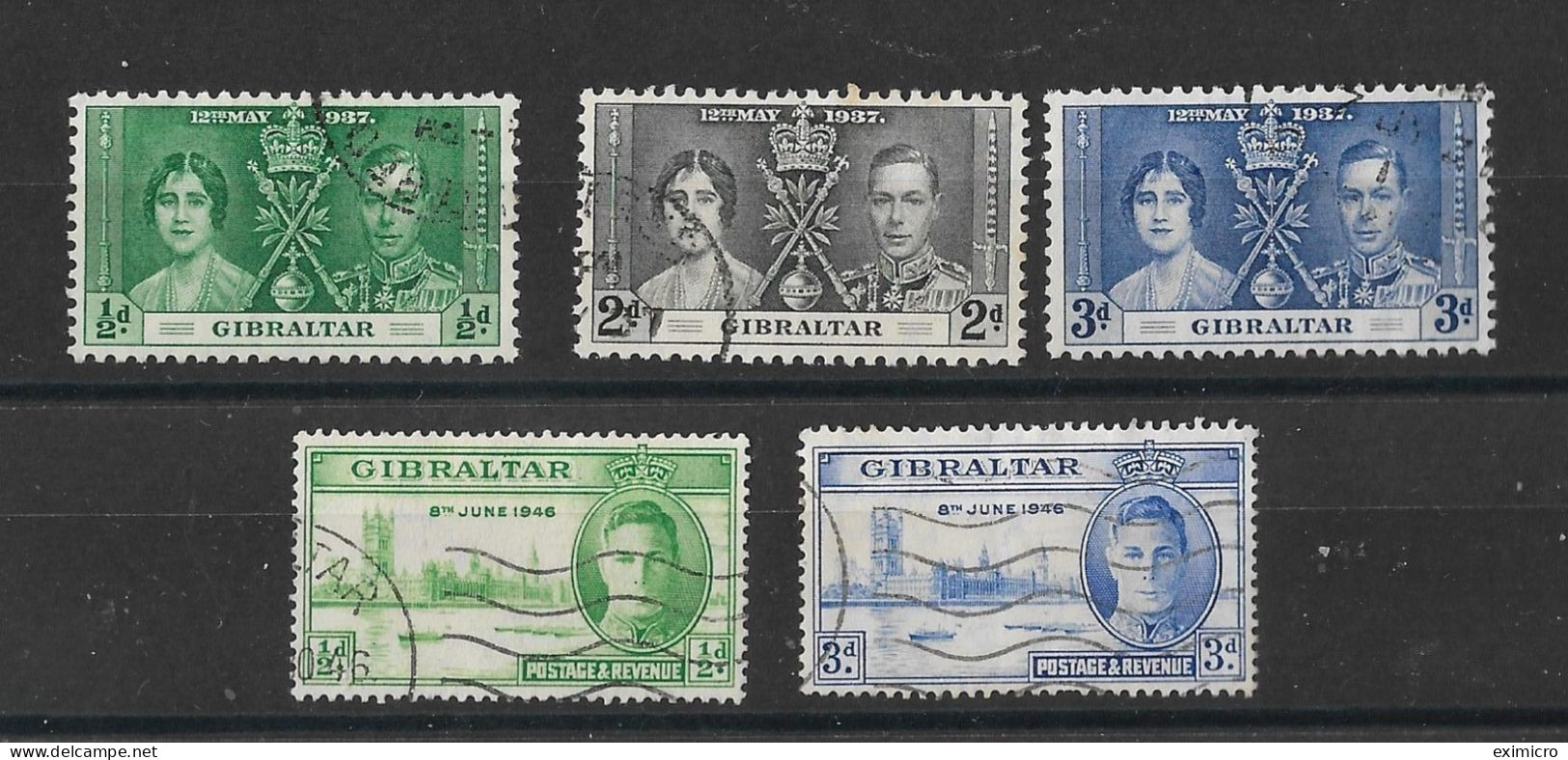 GIBRALTAR 1937 CORONATION AND 1946 VICTORY SETS FINE USED Cat £9 - Gibraltar