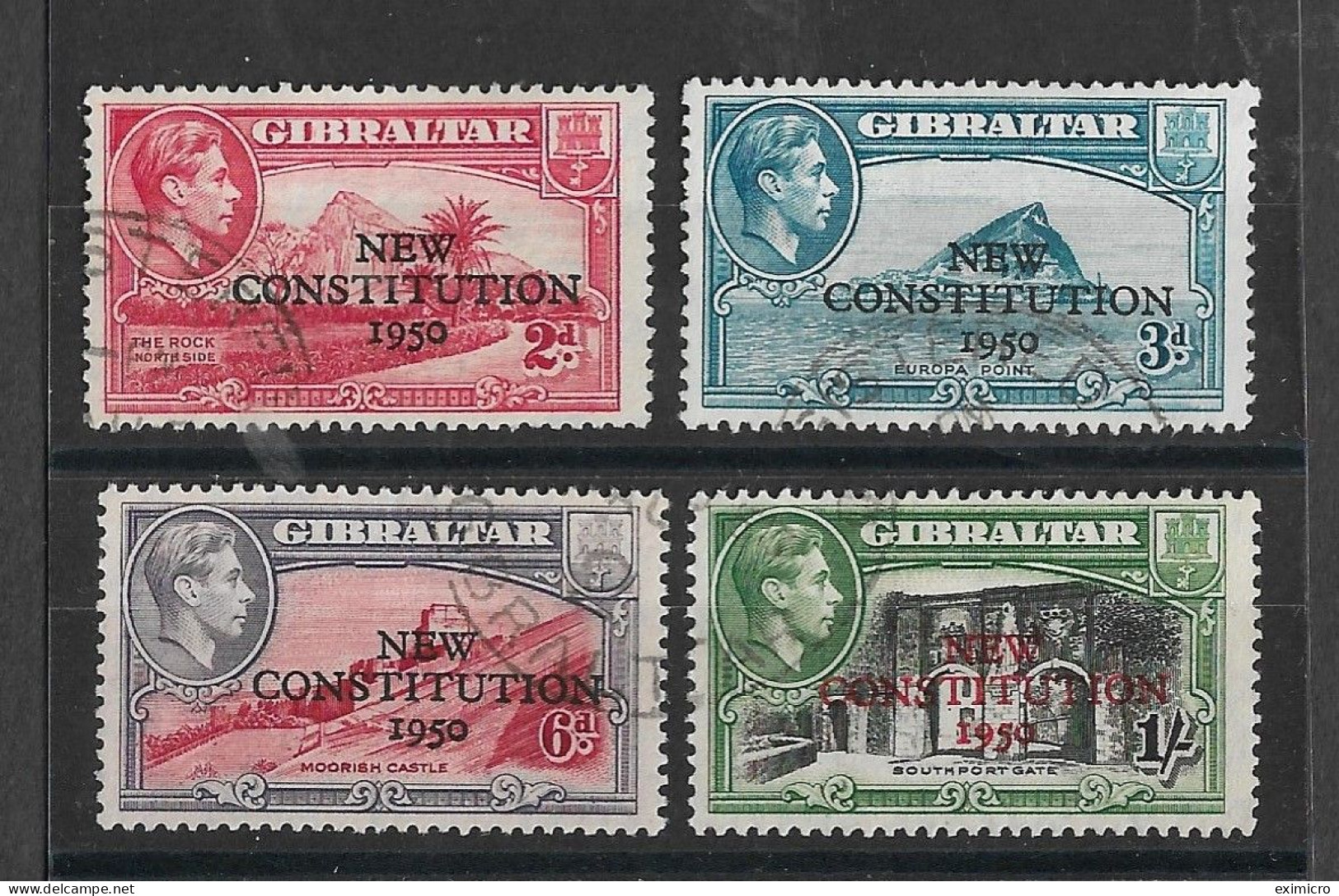 GIBRALTAR 1950 NEW CONSTITUTION SET SG 140/143 FINE USED Cat £8 - Gibraltar