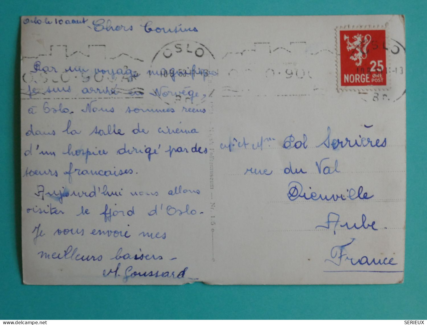 DJ 4  NORGE  BELLE  CARTE   1931 OSLO  A  DIEUVILLE FRANCE      + AFF.  INTERESSANT+++ - Lettres & Documents