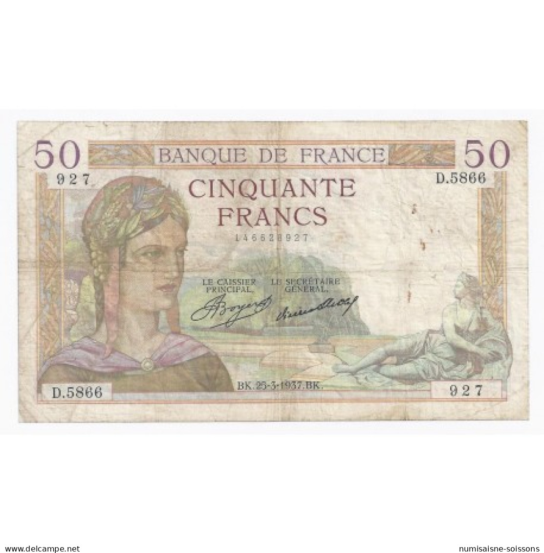 FAY 17/36 - 50 FRANCS CERES - 25/03/1937 - TRES BEAU - PICK 81 - 50 F 1934-1940 ''Cérès''