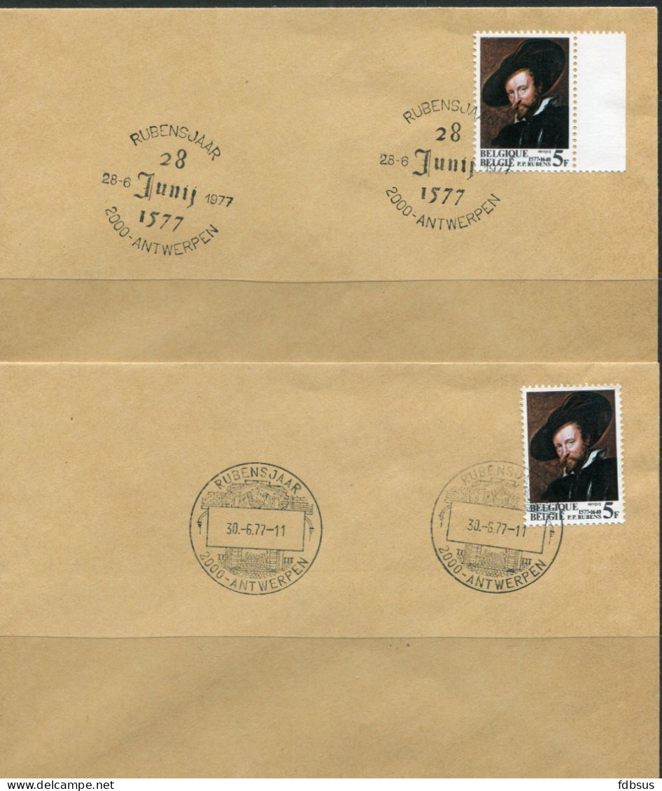 1977 P P RUBENS 2 Enveloppen Met Zegel Van Rubens En Stempels Rubensjaar - Lettres & Documents