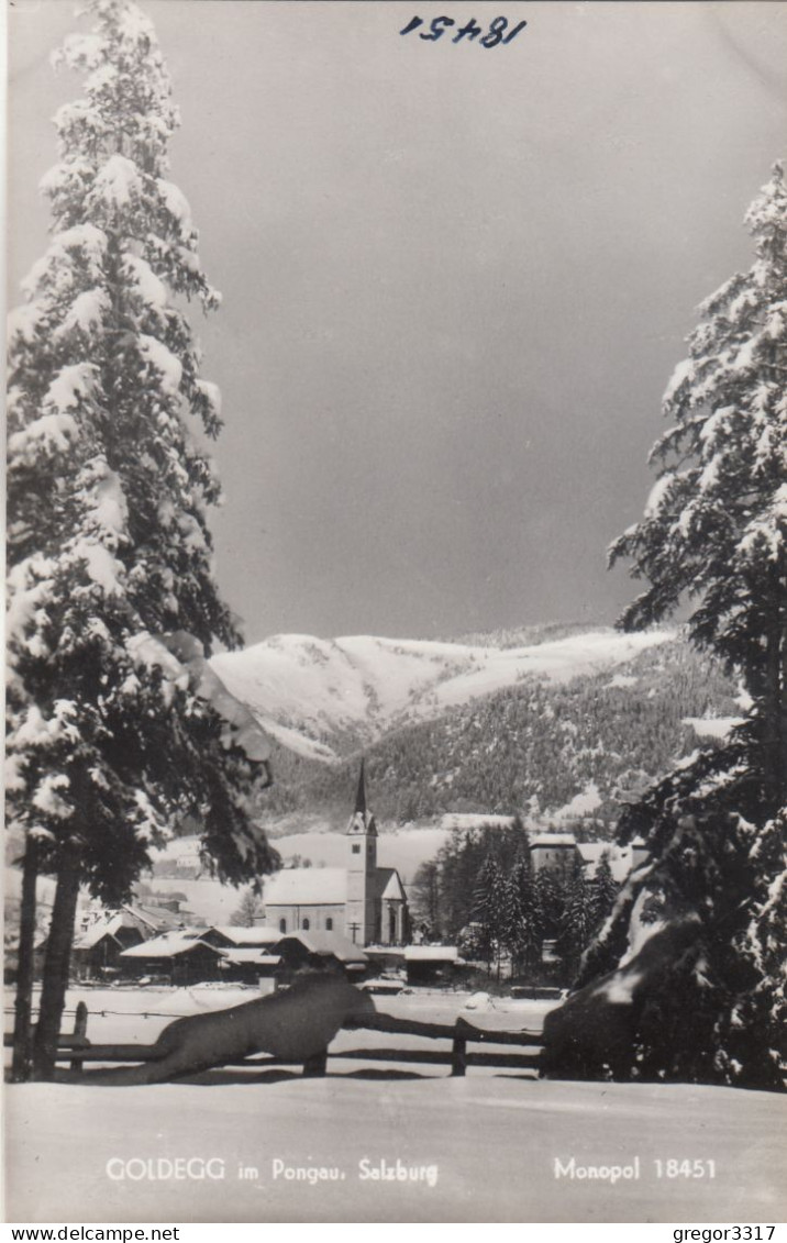 E4925) GOLDEGG Im PONGAU - Verschneite Ansicht Mit Blick Auf Kirche ALT ! - Goldegg